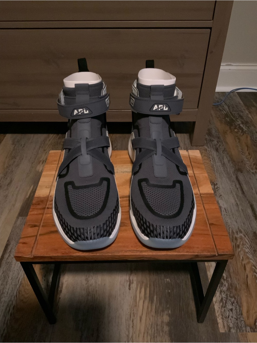APL Men’s Gray and White Athletic Sneakers with Strap